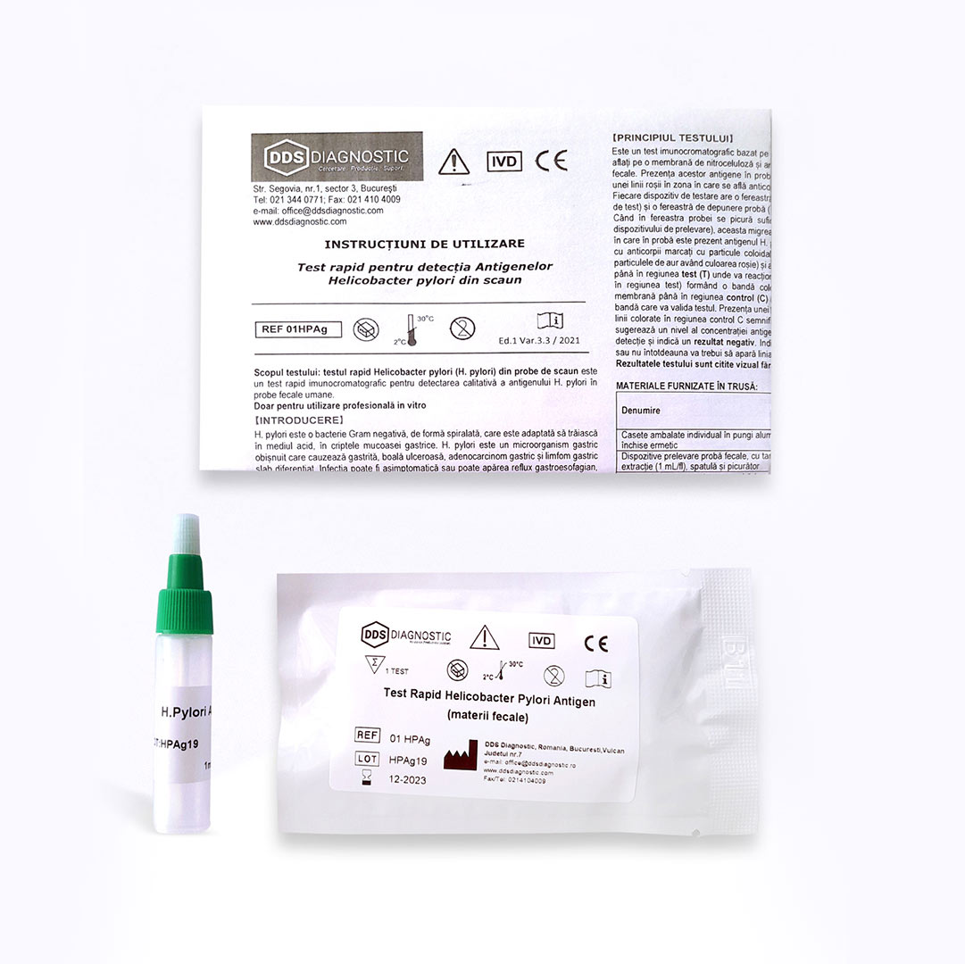 Fold feasible effort Test rapid Helicobacter Pylori Antigen (materii fecale) – 1 test/cutie –  DDS Diagnostic